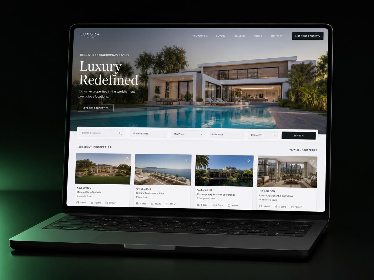Landing page profesional en 3D para Inmobiliaria de lujo